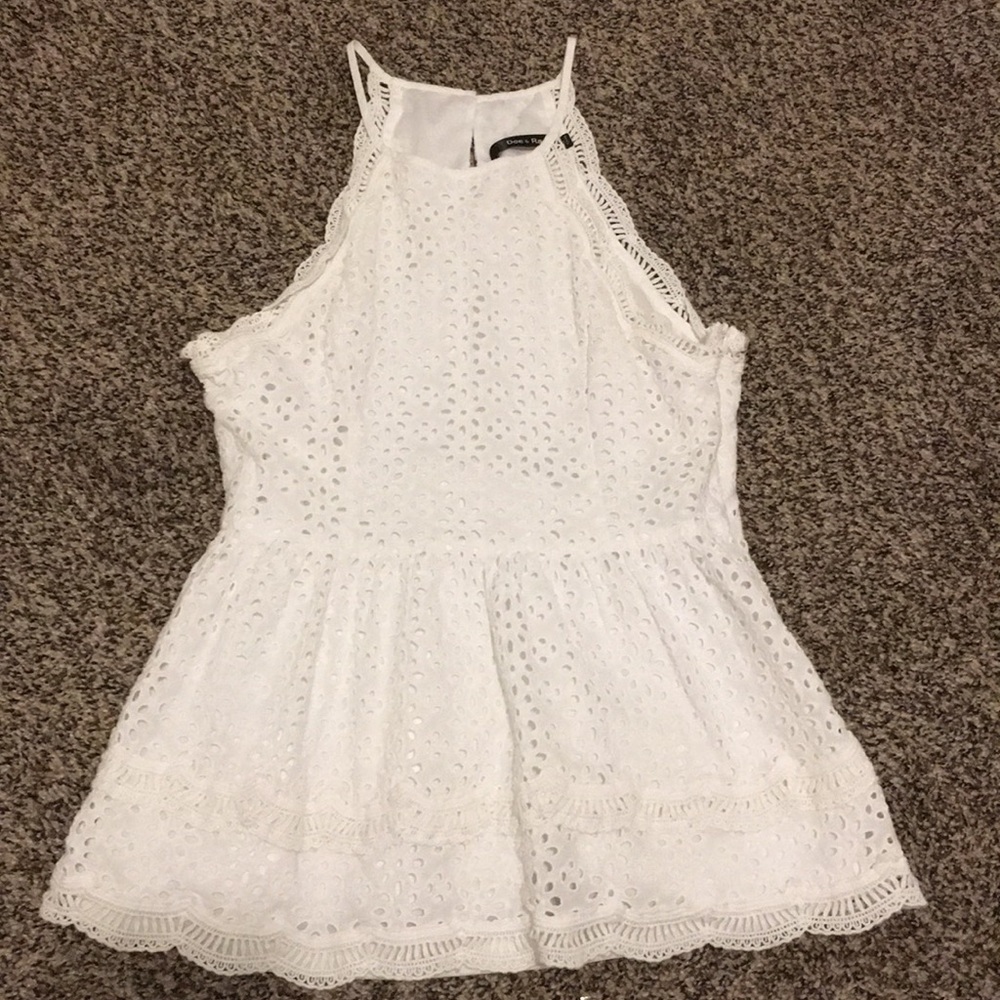 Gorgeous crochet/lace white peplum top!!! Size S